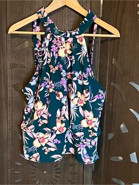 Express Girls' Floral Halter Dress - Teal with Pink & Yellow Flowers